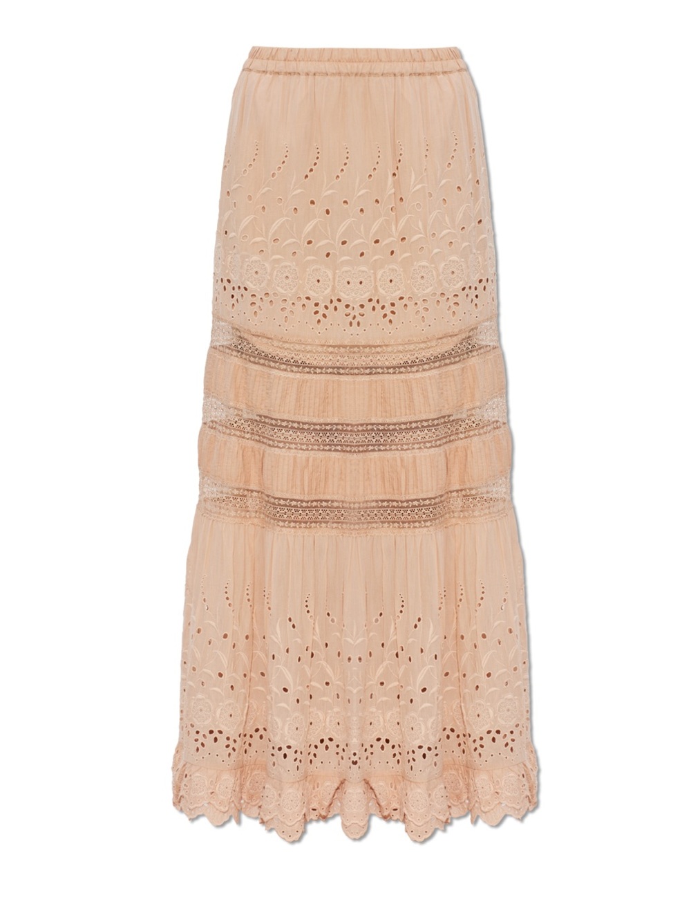 All Saints Womens Camille Embroidered And Lace Inset Stripes Maxi Skirt, Size 4